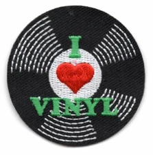 I LOVE VINYL Iron On Patch Records Music Songs Dancing 50's