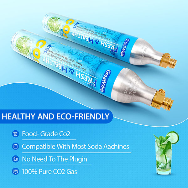 GreatWhip CO2 Cylinder X 2 60L Carbonating for SodaStream Soda Maker Carbonator