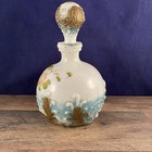 1800s Blue BROWN GREEN MILK GLASS BARBER PERFUME VANITY BOTTLE HAND PAINTED — photo 1