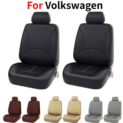 For Volkswagen 2pcs Car Front Seat Covers PU Leather Cushion Protectors Full Set