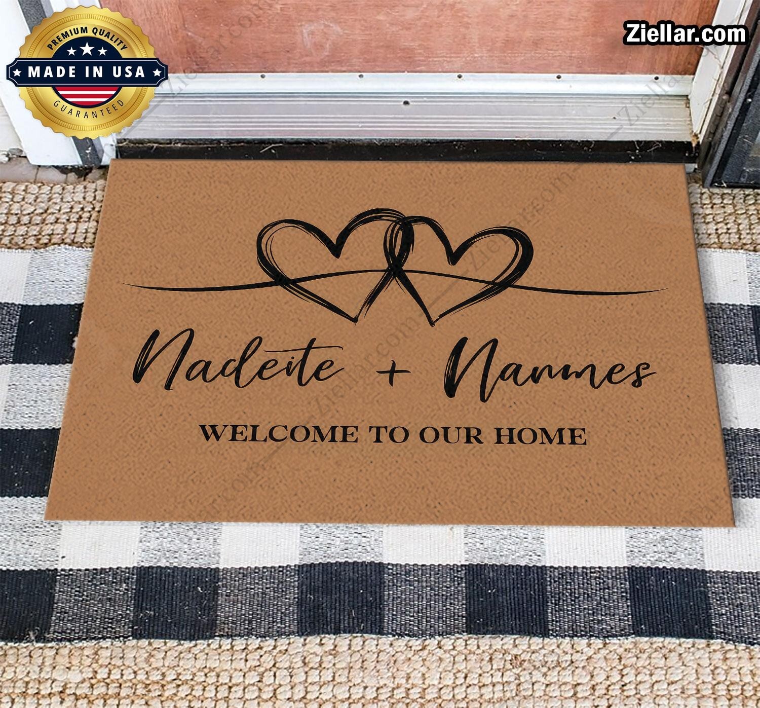 Personalized Welcome Doormat with Custom Text, Photo & Heart Design  