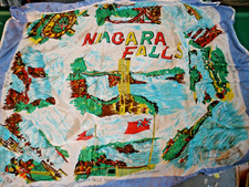 Vintage Scarf NIAGARA FALLS 28"x28" M S Rayon Made in Japan