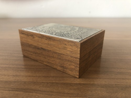 Scatola In Legno Rovere Con Coperchio Incisione Lastra In Argento 925 PELLEGRINI - Imagen 4 de 7