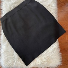 Eileen Fisher Black Silk Blend Stretch A-line Skirt Large Pull On Elastic Waist