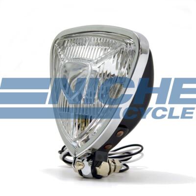 Triangle Aris Style Headlight Spotlight Black Bottom Mount Chopper Triangular