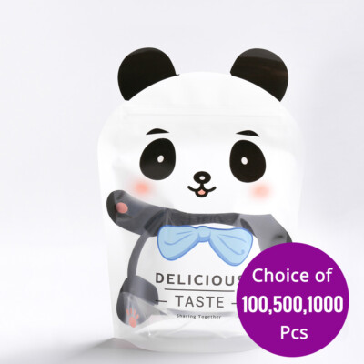 6x8.5in Glossy Mylar Panda Shape Stand Up Zip Seal Cute Pouch Bag w/ Printing 01