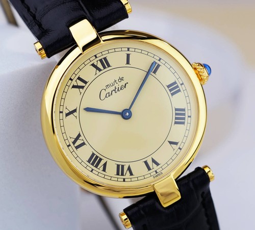Refurbished Cartier Must Vendome Quartz Ivory Dial Roman Index Men's Watch