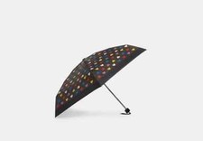 NWT Coach Mini Umbrella In Signature Heart Print CP502 Brown Black Multi