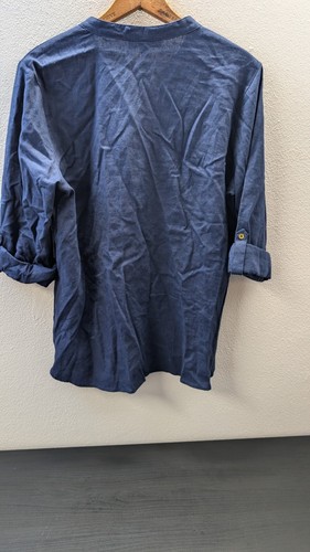 Anne Klein Jeans Button Up Chest Pocket Cosmos Cammie Blue Gold Buttons Size M - Picture 6 of 9
