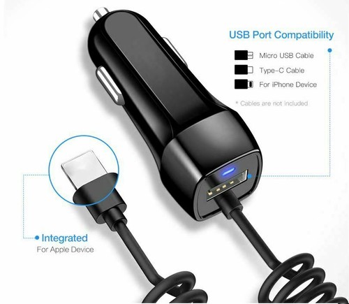 Fast Car Charger Type C USB For Samsung Galaxy S6 S7 S8 S9 S10 Retractable Cable - Picture 4 of 13