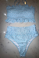 Womens Adorable New NWOT XL Extra Large Blue Two Piece Bathing Suit Swim Wear
