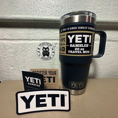 YETI Rambler 20oz Travel Mug With Handle And Stronghold Lid Navy