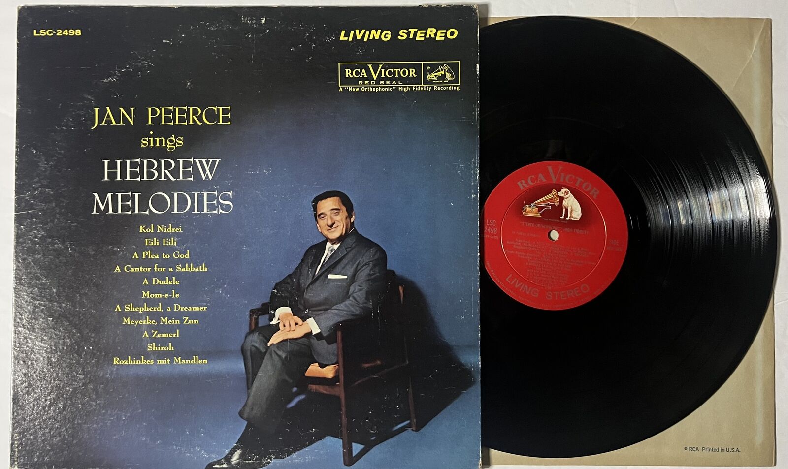 Jan Peerce Jan Peerce Sings Hebrew Melodies LP, Album 1960  VG+/EX *CLEANED