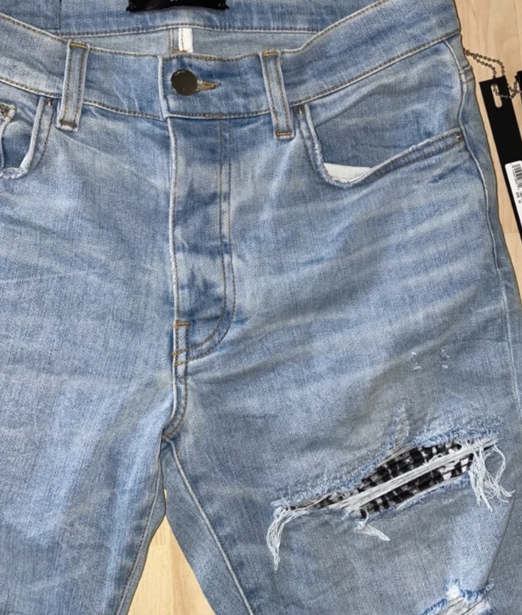 Amiri MX1 zebra animal print patch jeans skinny