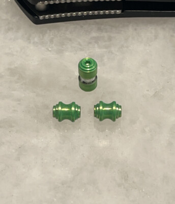 Translucent Green Aluminum Thumb Stud & Standoff For Benchmade 940-2 G10 Knife
