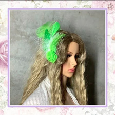 FEATHER HAIR PIECE FASCINATOR DIAMOND FLOWER BOHO BURLESQUE DANCER PERFORMER