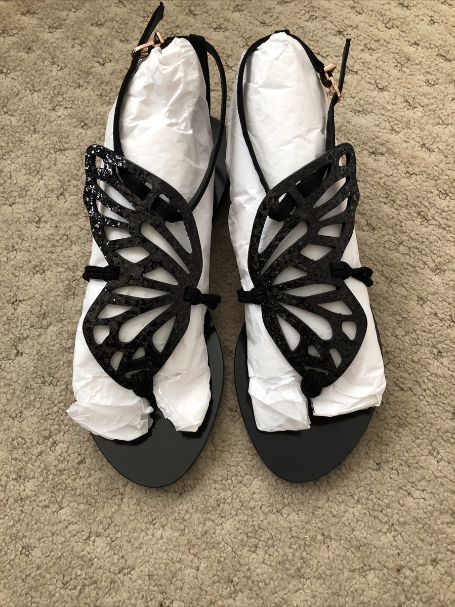 sophia webster Size 38 Womens Black Glitter Butterfly Flat