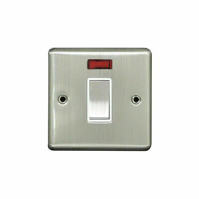 Arlec 1 Gang gebürstet Edelstahl 20A DP Schalterplatte mit Neon 8171GBSS 