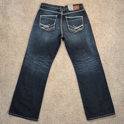 BKE Tyler Relaxed Bootleg Baggy Mid-Rise Dark Blue Denim Jeans Men's 36x32 36R