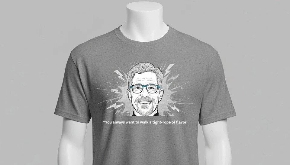 Camiseta Rick Bayless Quote | Camisa Maestra Culinaria "Cuerda Apretada de Sabor" Foto 3 de 4