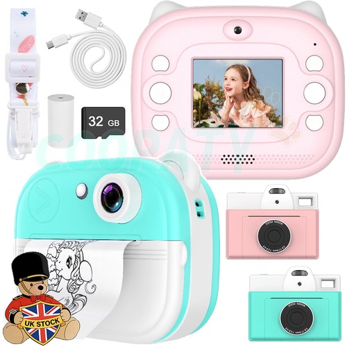 Kids Mini Instant Print Camera Thermal Printer HD Photo Video Recorder 32GB Card