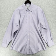 Brooks Brothers Dress Shirt Mens 17 34 Purple Slim Fit Non-Iron Button Down