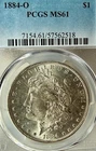 1884-O MS61 PCGS New Orleans Mint Morgan Silver Dollar