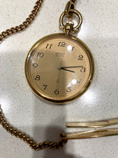 Seiko Quartz Pocket Watch 2621 0470 Gold Plated Made in Japan 