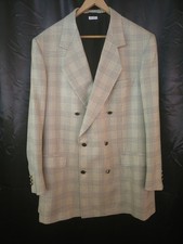 Brioni Roman Style Blazer Mens 42L Wool Glen Plaid Double Breasted Peak Lapel