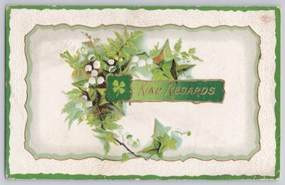 Kind Regards floral: lily-of-the-valley and clover illustration Divided Back