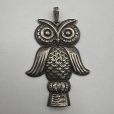 Vintage Reed & Barton Sterling Silver Large Owl Whistle Pendant 13.6g