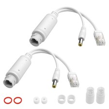 2 PCS POE Splitter 48V To 12V Waterproof Adapter 12W 5.5x2.1mm DC Connector