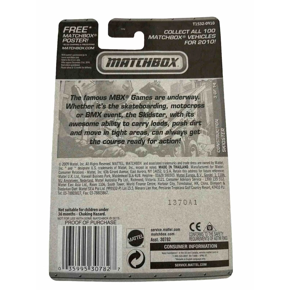 Matchbox Construction Skidster Yellow & Black #39 of 100 - Image 2 of 2