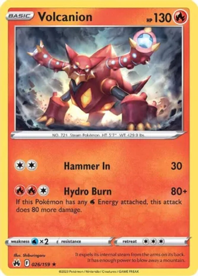 Volcanion - 026/159 - Holo Rare (Near Mint) Crown Zenith - Fire Pokémon