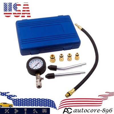 Cylinder Compression Pressure Tester Gauge Test Adaptor Pipes Tool Kit 0-300 PSI