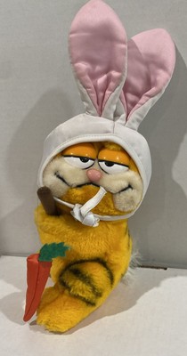 Vintage Garfield Cat Plush Dakin Easter Bunny Ears Carrot 1981
