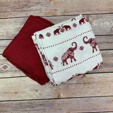 Elephants  Red, 2pk of BAMBOO Muslin Swaddles 50"x50" made from Bamboo, muslin,