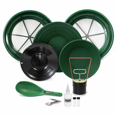 ASR Outdoor Gold Rush Gold Prospecting Kit Classifiers Vials Sifting Pans - 11pc
