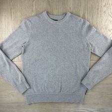 Ben Sherman Gray Textured Knit Crewneck Sweater Cotton Blend Pullover Medium Men
