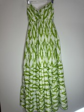 Vince Camuto Green Patterned Strapless Maxi Dress in size large