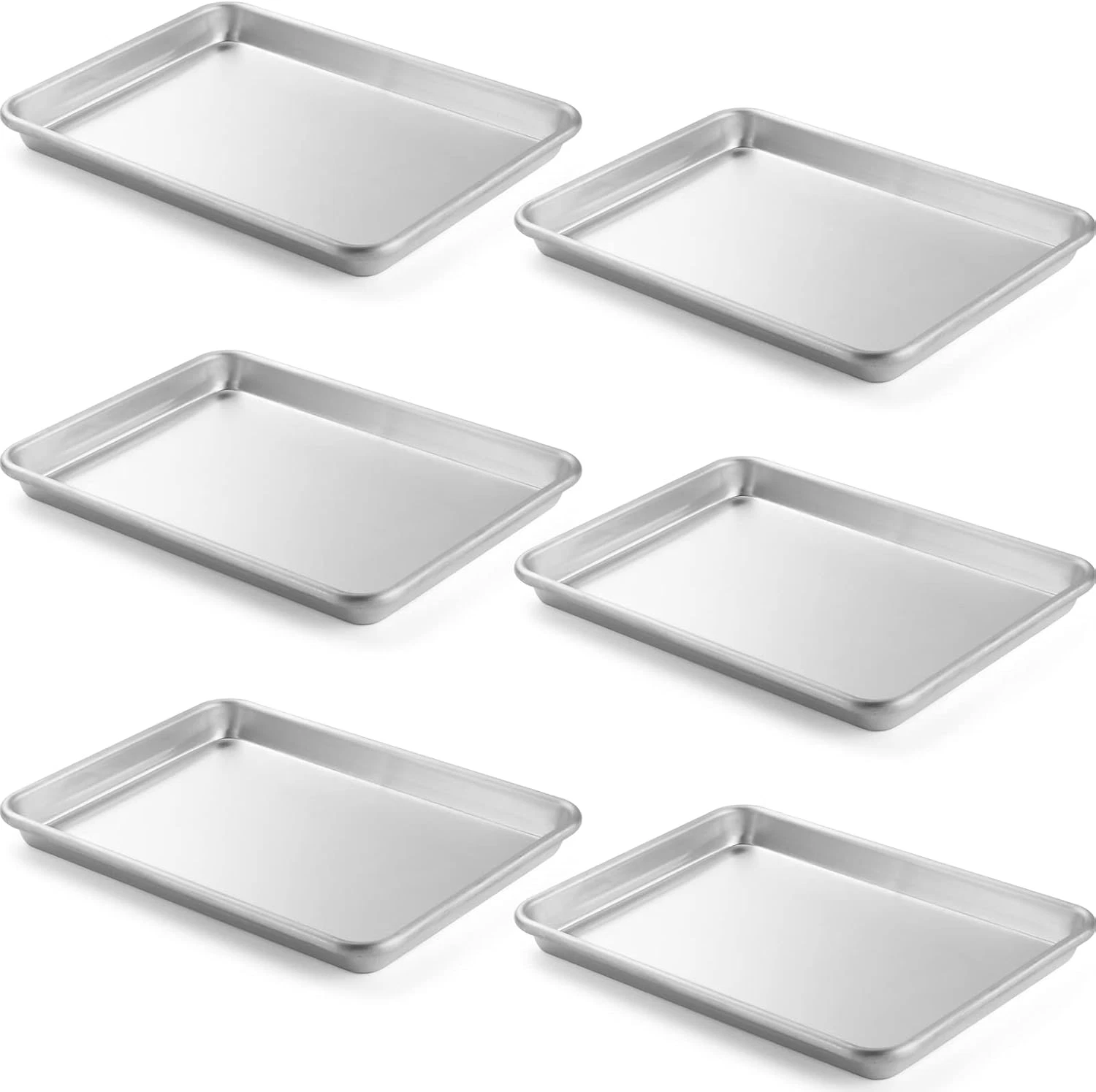 6 Pack Aluminum Sheet Pan, NSF Listed 1/4 Quarter Size 13 X 10 Inch Commercial B