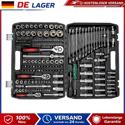 216 Pcs 1/2'' 3/8'' 1/4'' Socket Wrench Bit Set Ratchet Spanner Car Repair Tool Kit
