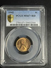1942 P LINCOLN WHEAT CENT ~ PCGS MS67+RD ~ STUNNING COIN! ~ LOW POP!!!