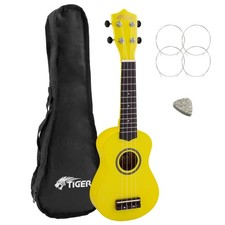 Tiger Beginners Left Handed Soprano Ukulele in Yellow with Bag