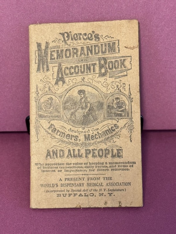 Pierce's Medical Dispensary  Memo Book Drug Advertising
