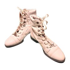 Vintage 1980s Clicks White Leather Lace-Up Ankle Boots Retro Utility Size 9