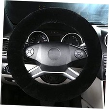 Fluffy Steering Wheel Cover for Women Fuzzy Steering Wheel Cover Winter Black