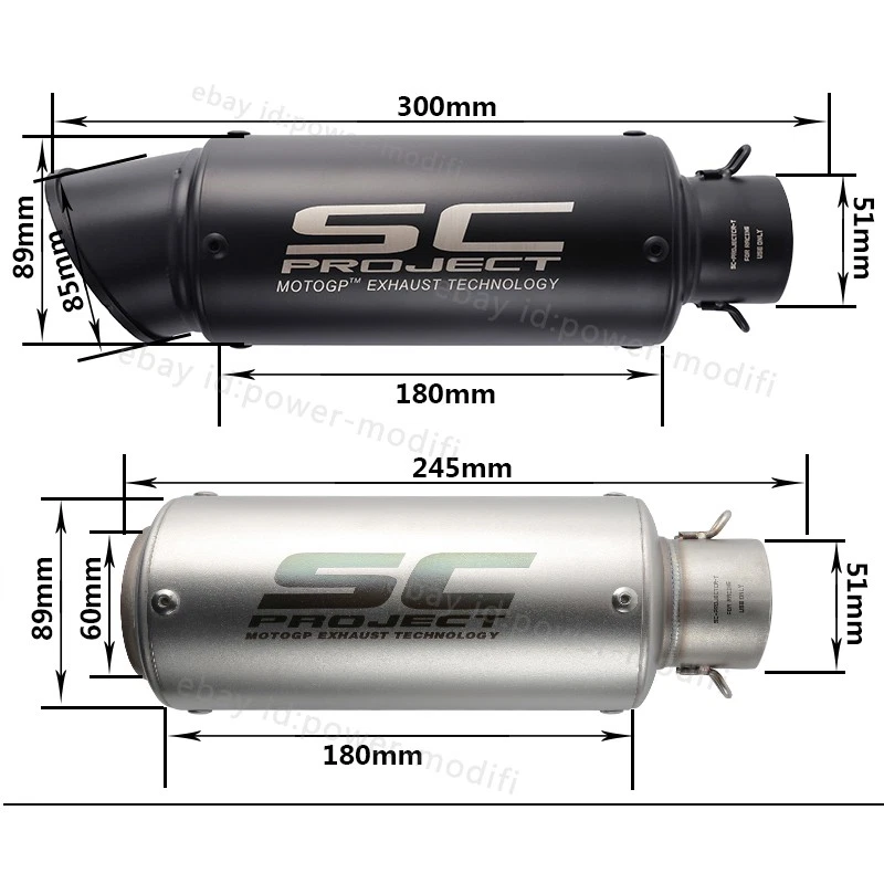 For Ducati 848 1098 1198 Exhaust Tips Mid Pipe Black Muffler Slip On 51MM System - Image 2 of 4