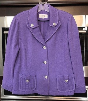 Vintage Nancy Jacket Couture Rhinestone Jewel Buttons Evening Wool Santana Knit