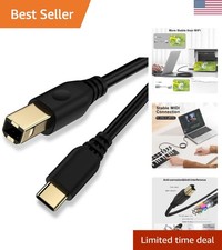 6FT USB B to USB C High-Speed Data Cable - Ideal for Printers  MIDI Controllers